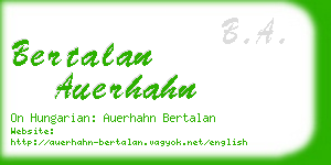 bertalan auerhahn business card